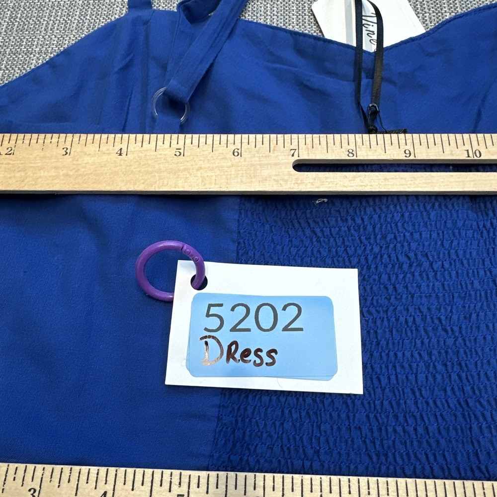 New Indie Blue Sundress Large Coastal Cottagecore Button Front Pockets Dress - Picture 10 of 10